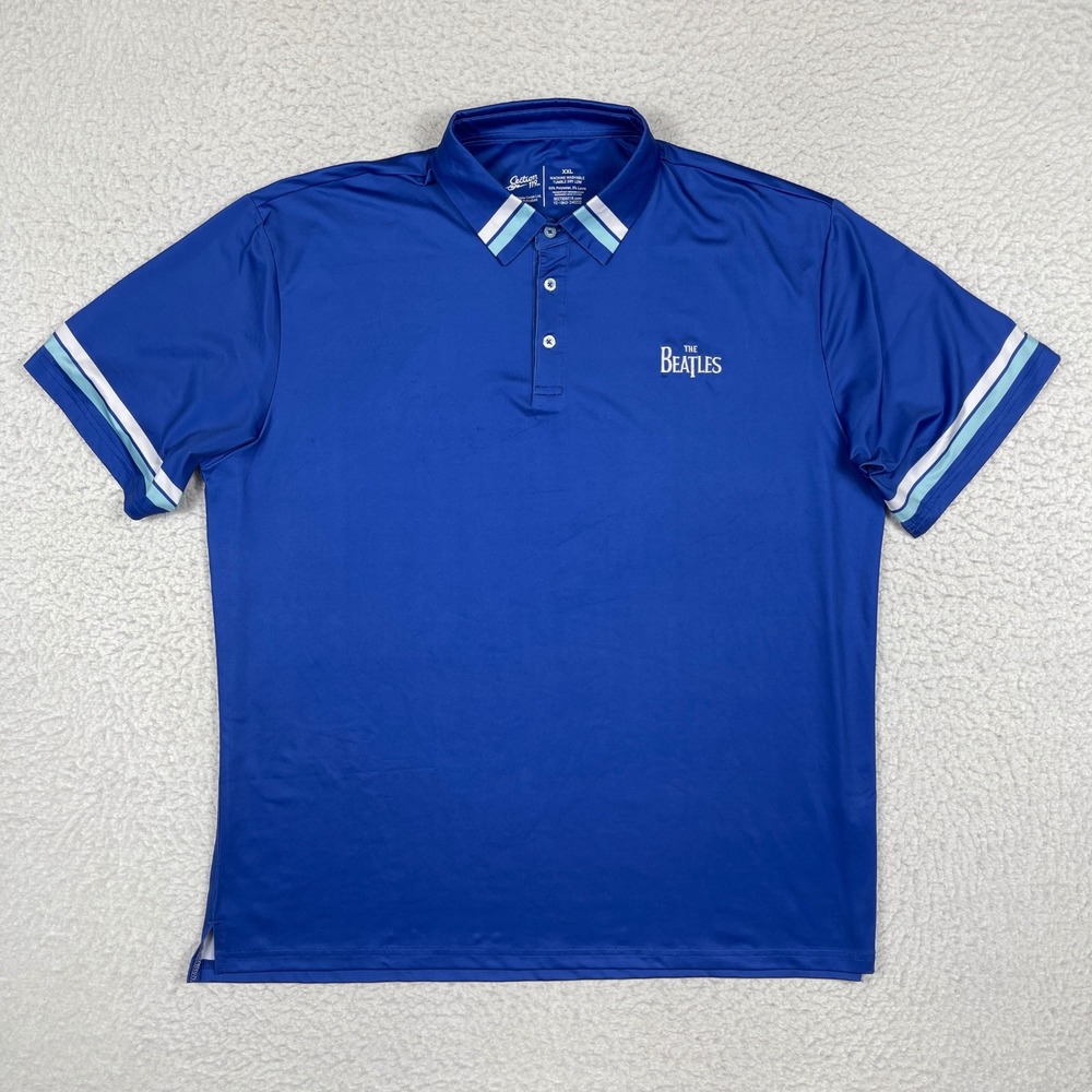 Section 119 The Beatles Polo Shirt Mens XXL Blue Striped Trim Music Performance